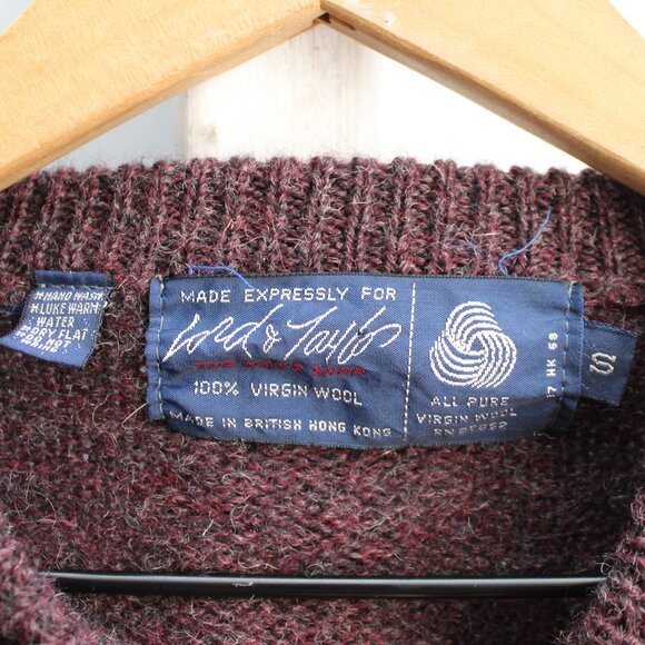 Lord & Taylor VTG Burgundy Striped Wool Knit Pullover Crewneck Sweater Sz Small - Picture 3 of 8